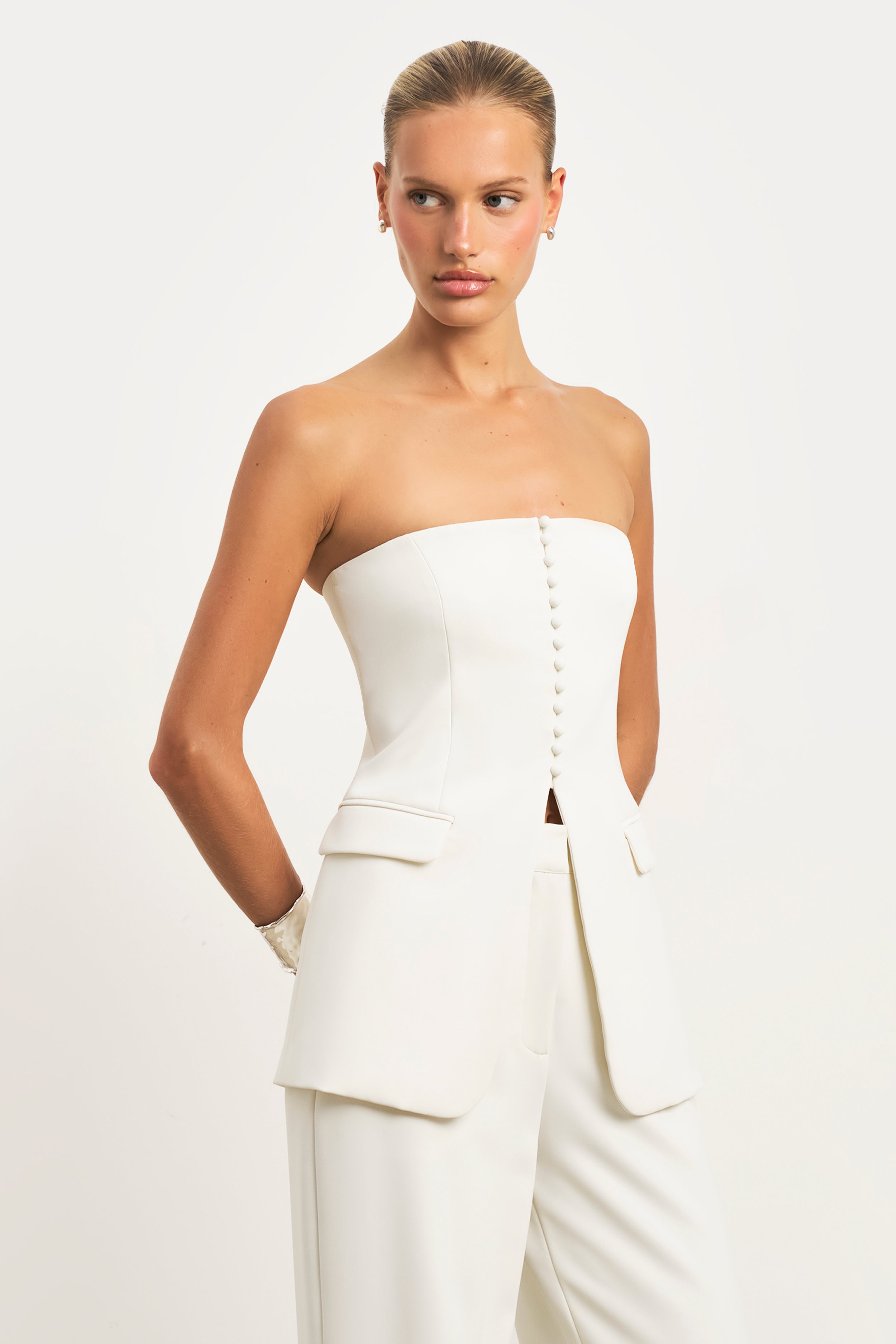 Strapless Peplum Bodice - White | BOA US