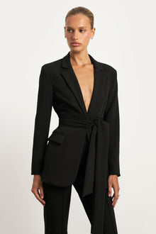 Classic Blazer With Belt - Black