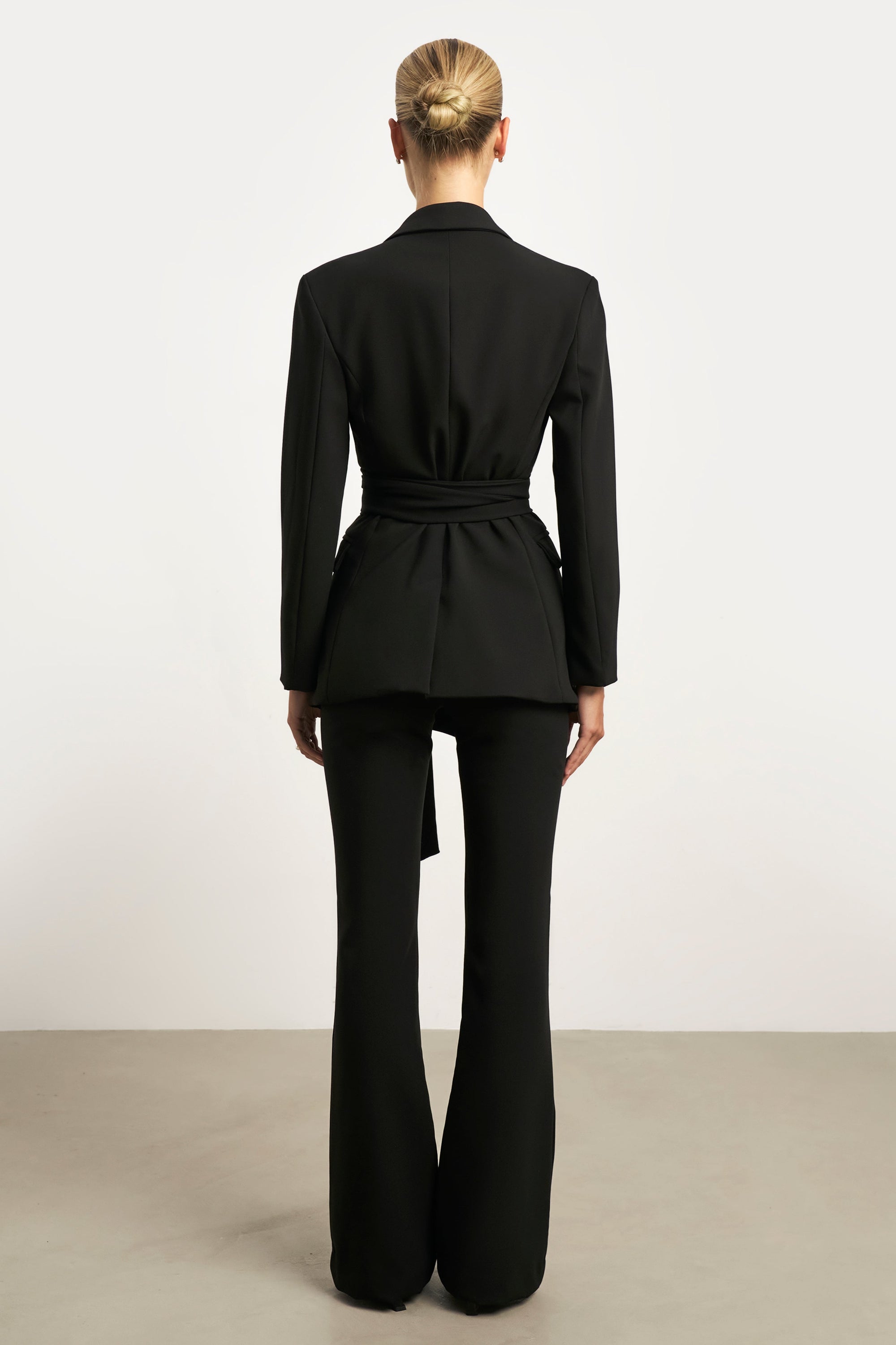 Classic Blazer With Belt - Black