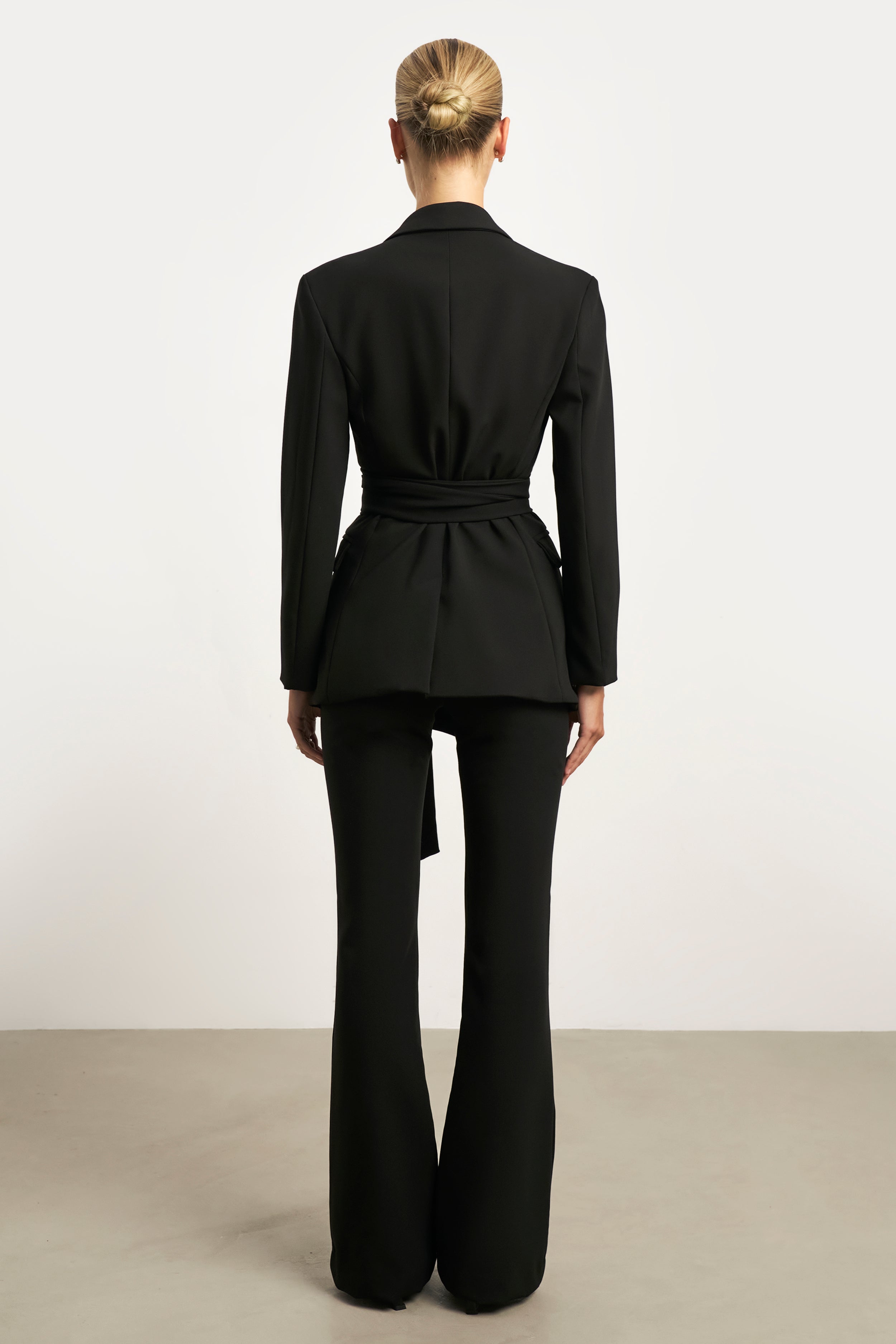 Classic Blazer With Belt - Black