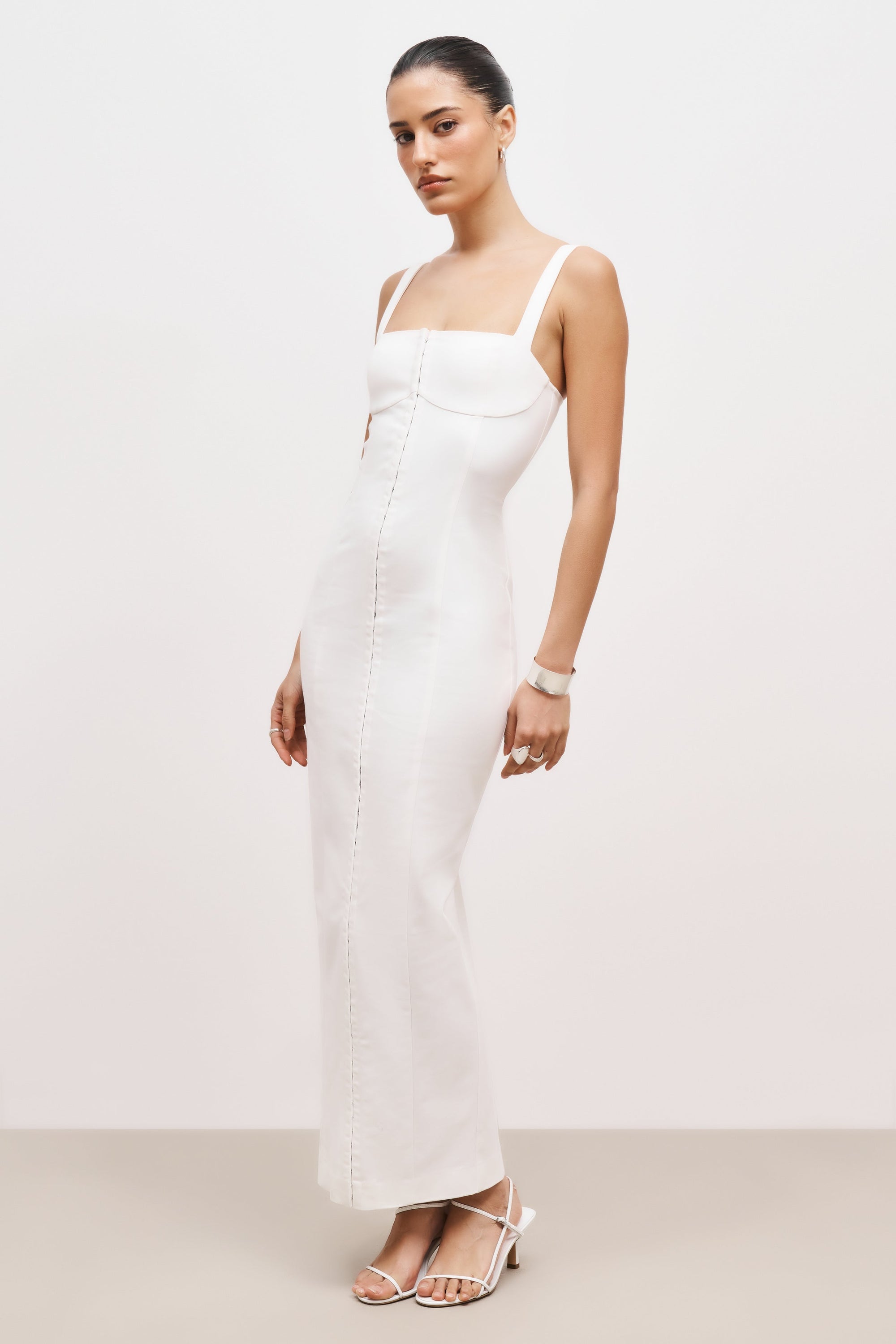 Square Neck Corset Maxi Dress - Ivory