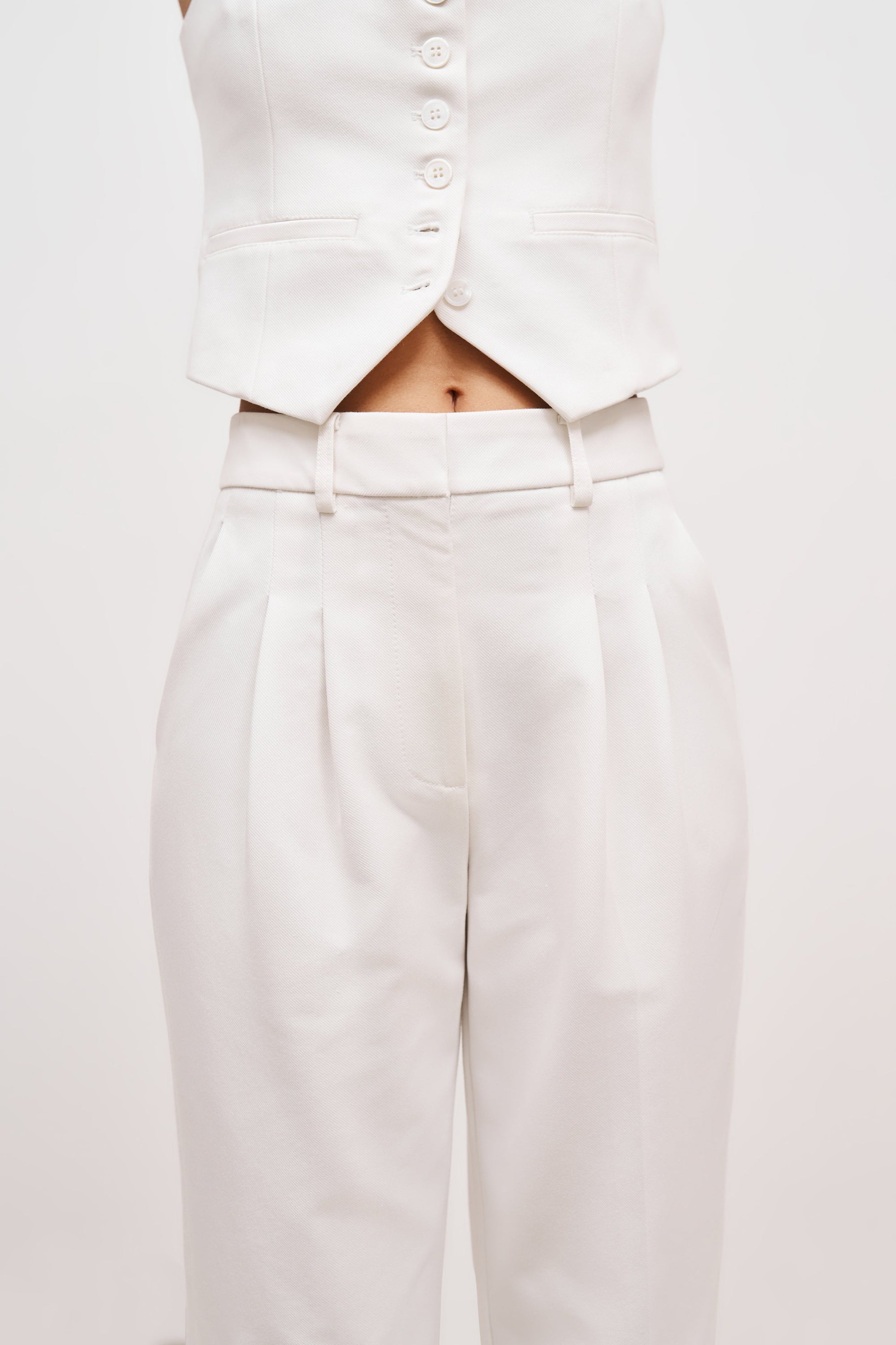 Carrot Leg Trousers - Cream