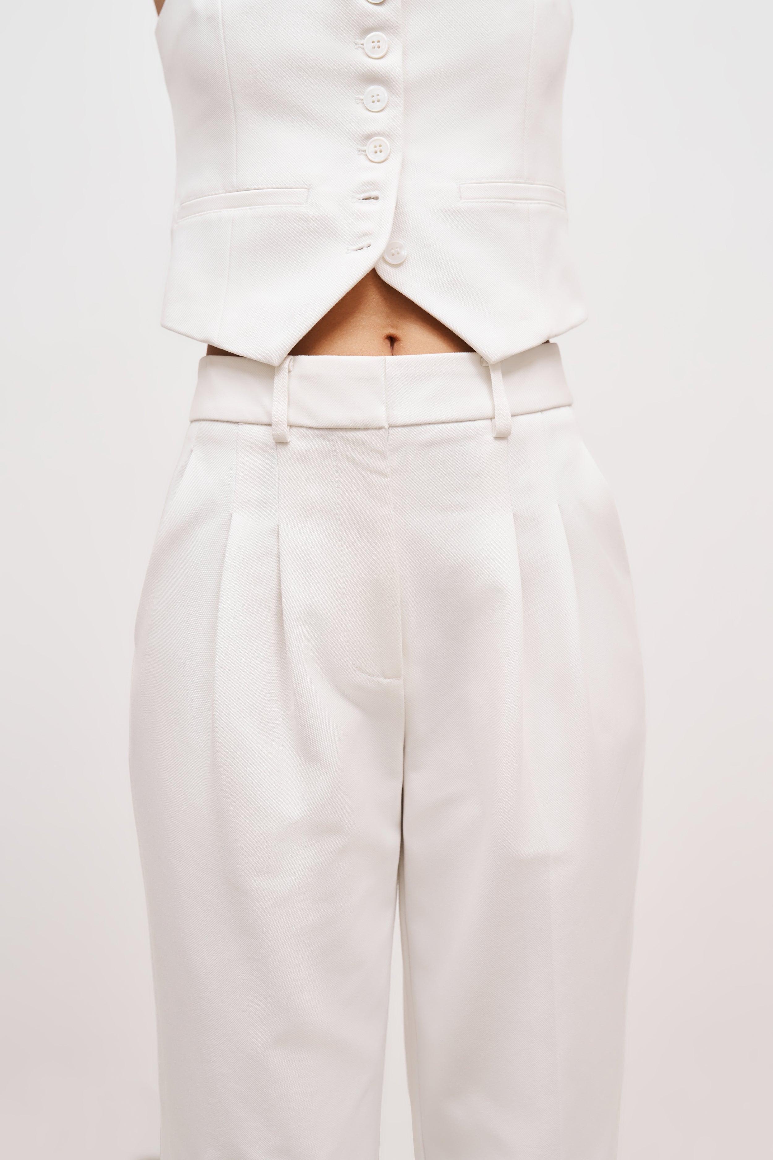 Carrot Leg Trousers - Cream