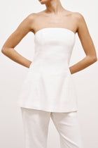 Strapless Linen A Line Bodice - White