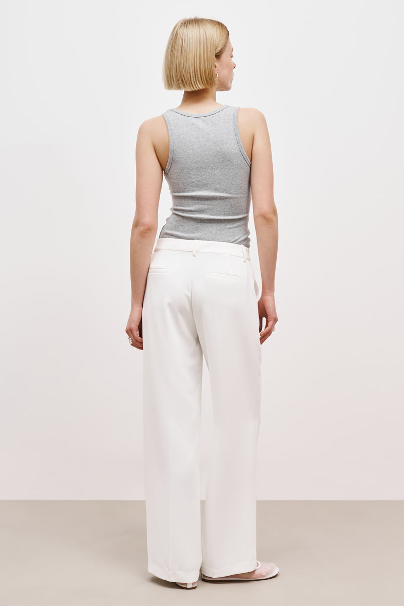 Draped Mid Rise Trousers - White