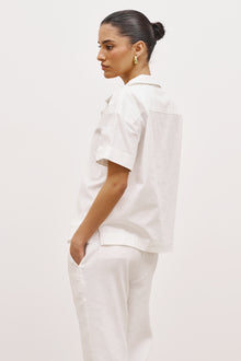 Linen Short Sleeve Bowling Shirt - White