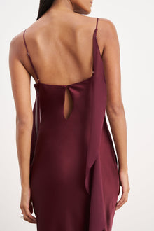 Ruched Bust Satin Slip Dress - Mulberry