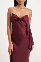 Ruched Bust Satin Slip Dress - Mulberry