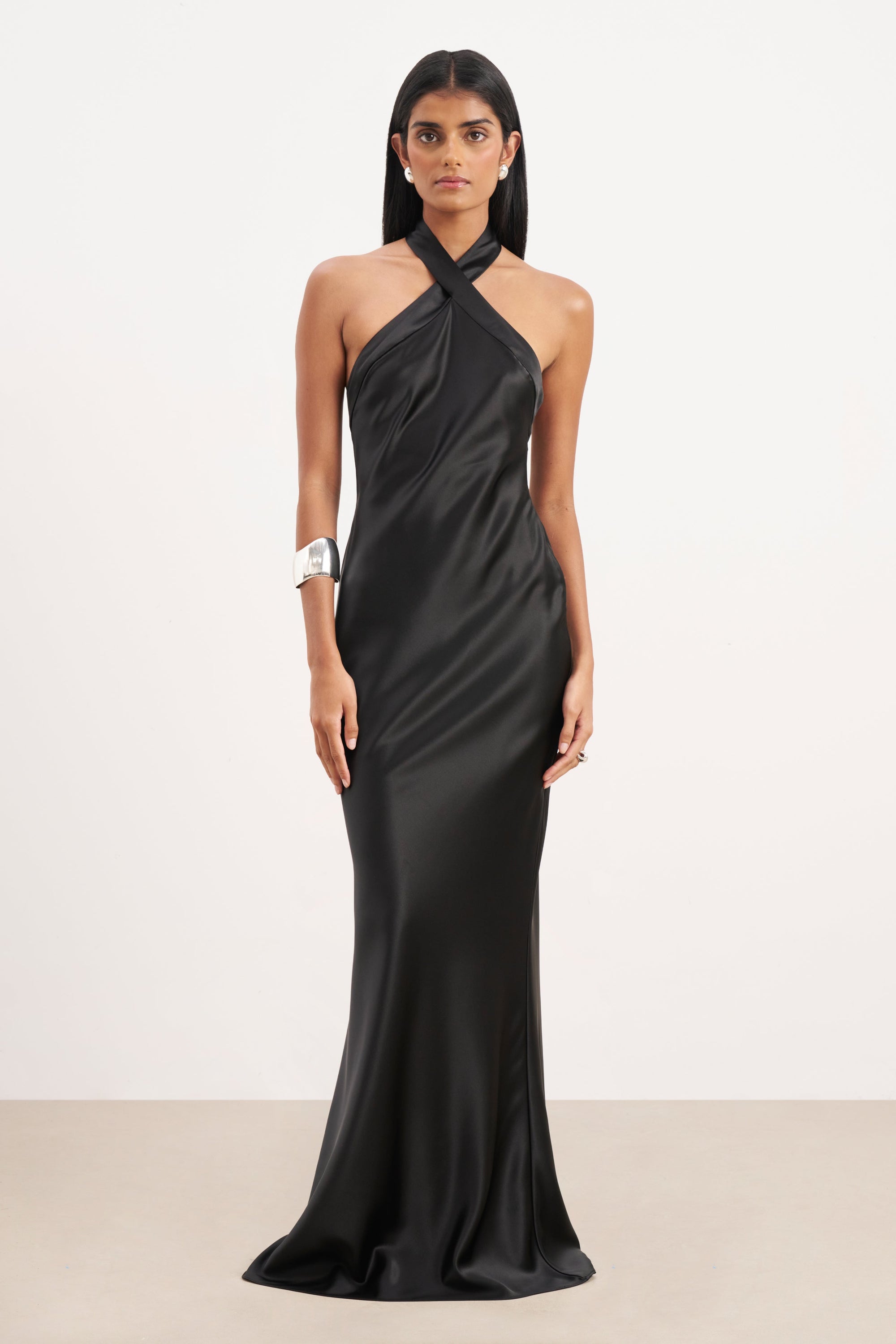 Satin Cross Strap Halter Gown Satin Cross Strap Halter Gown