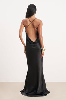 Satin Slinky Cowl Back Gown - Black | BOA US Satin Slinky Cowl Back Gown - Black | BOA US