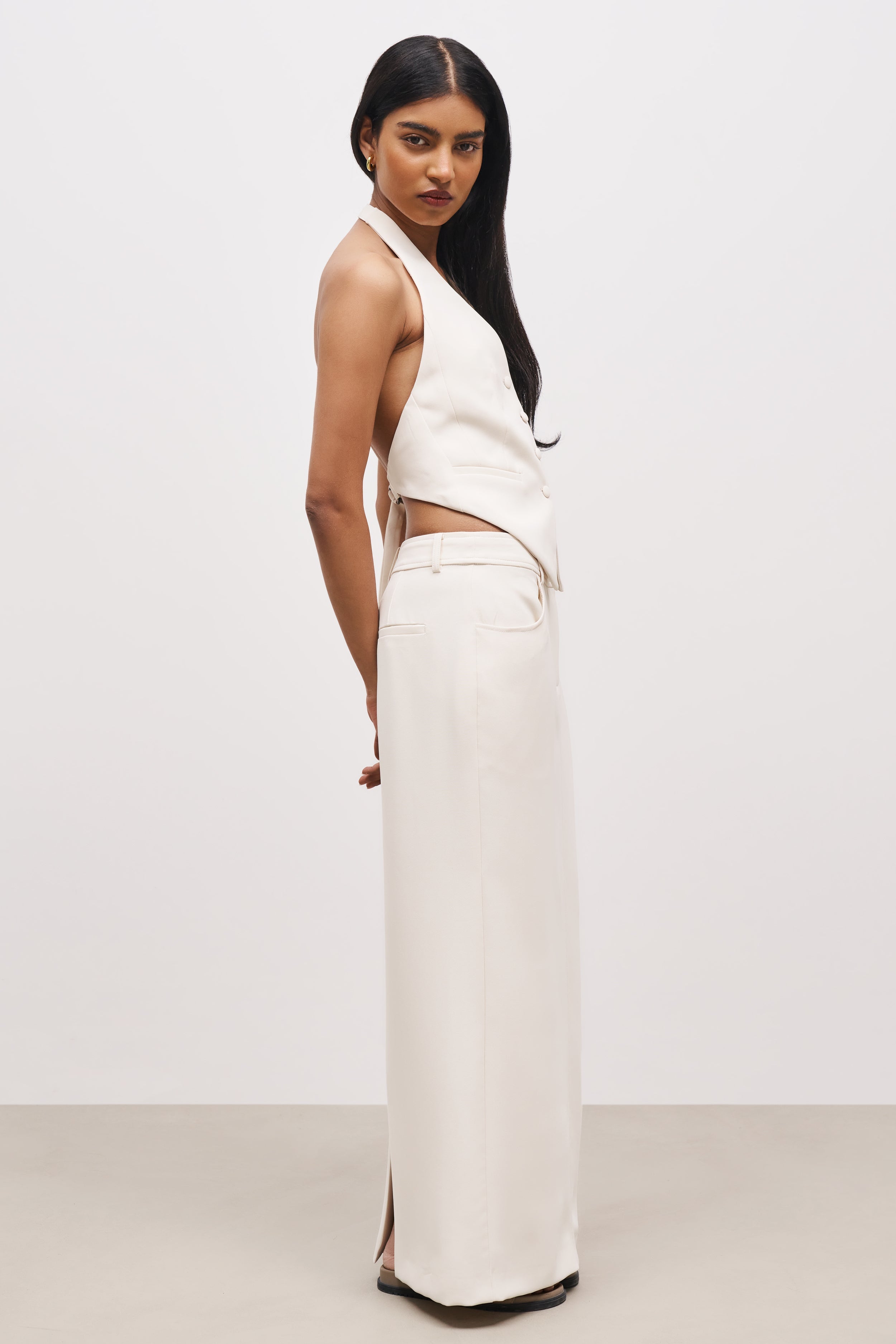 Mid Rise Effortless Maxi Skirt - Cream | BOA US