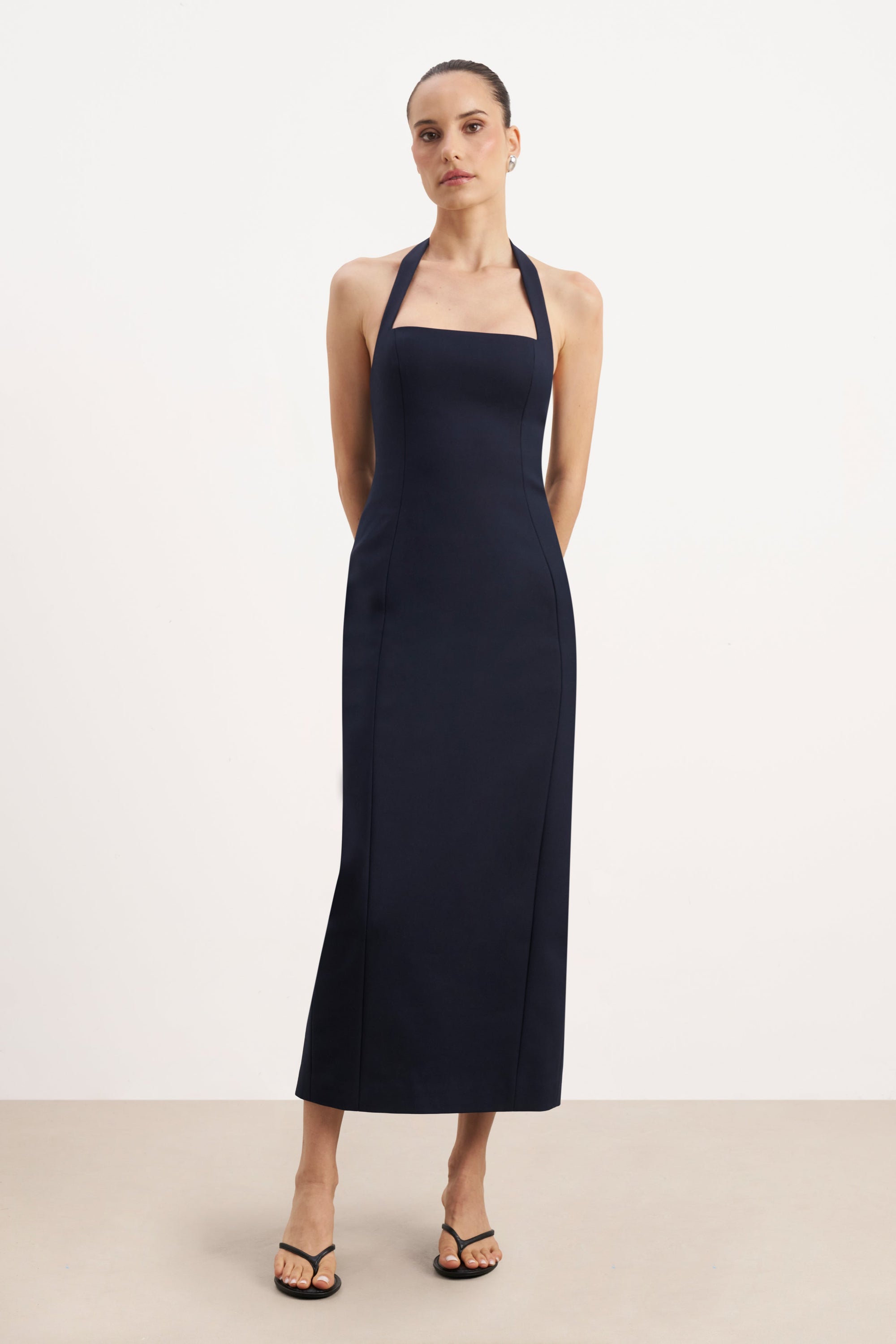 Tailored Halter Midi Dress - Navy | BOA US Tailored Halter Midi Dress - Navy | BOA US