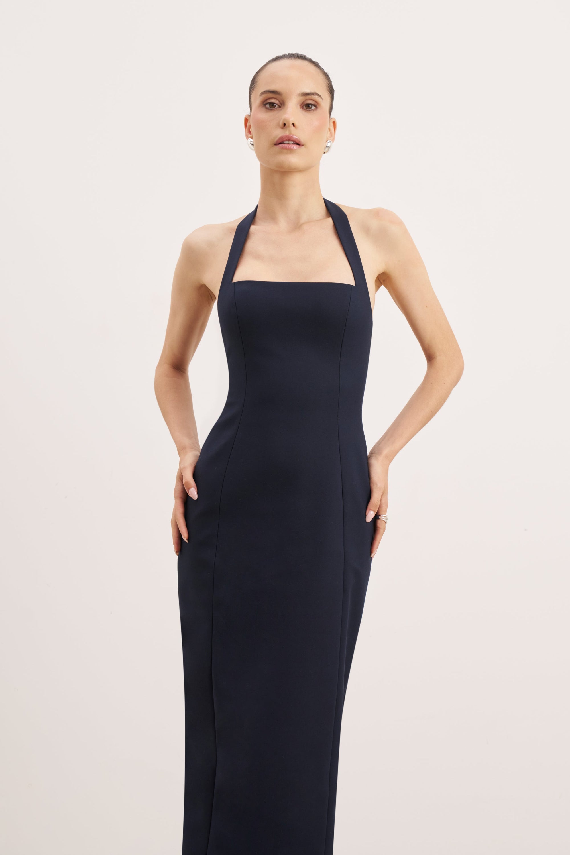Tailored Halter Midi Dress - Navy | BOA US Tailored Halter Midi Dress - Navy | BOA US