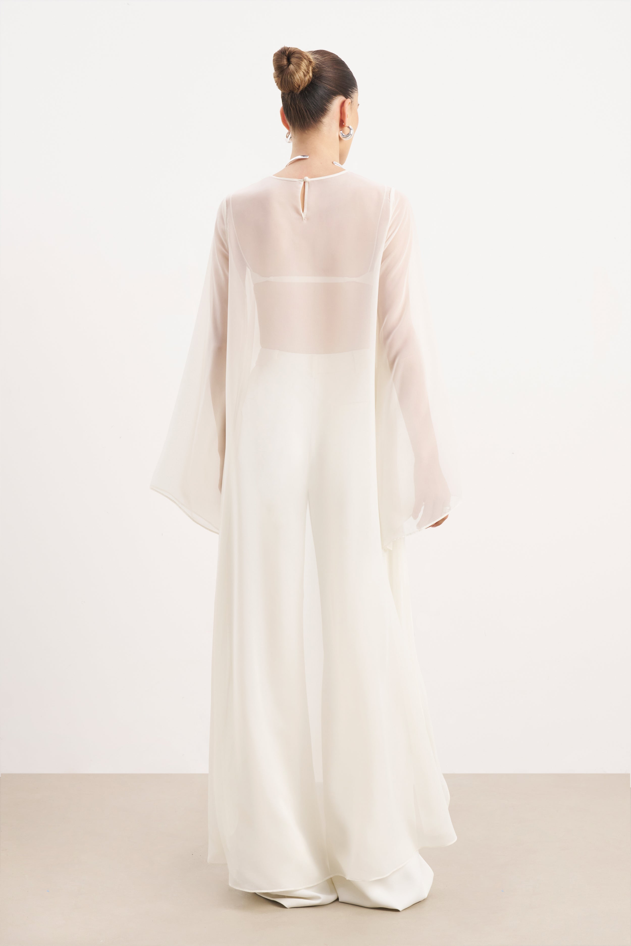Sheer Chiffon Cape Blouse - Cream | BOA US