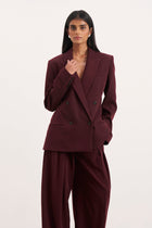 Dropped Waist Double Breasted Blazer - Mulberry