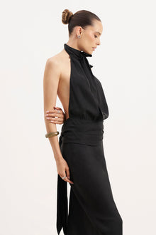 Cupro Bias Cut Maxi Skirt - Black