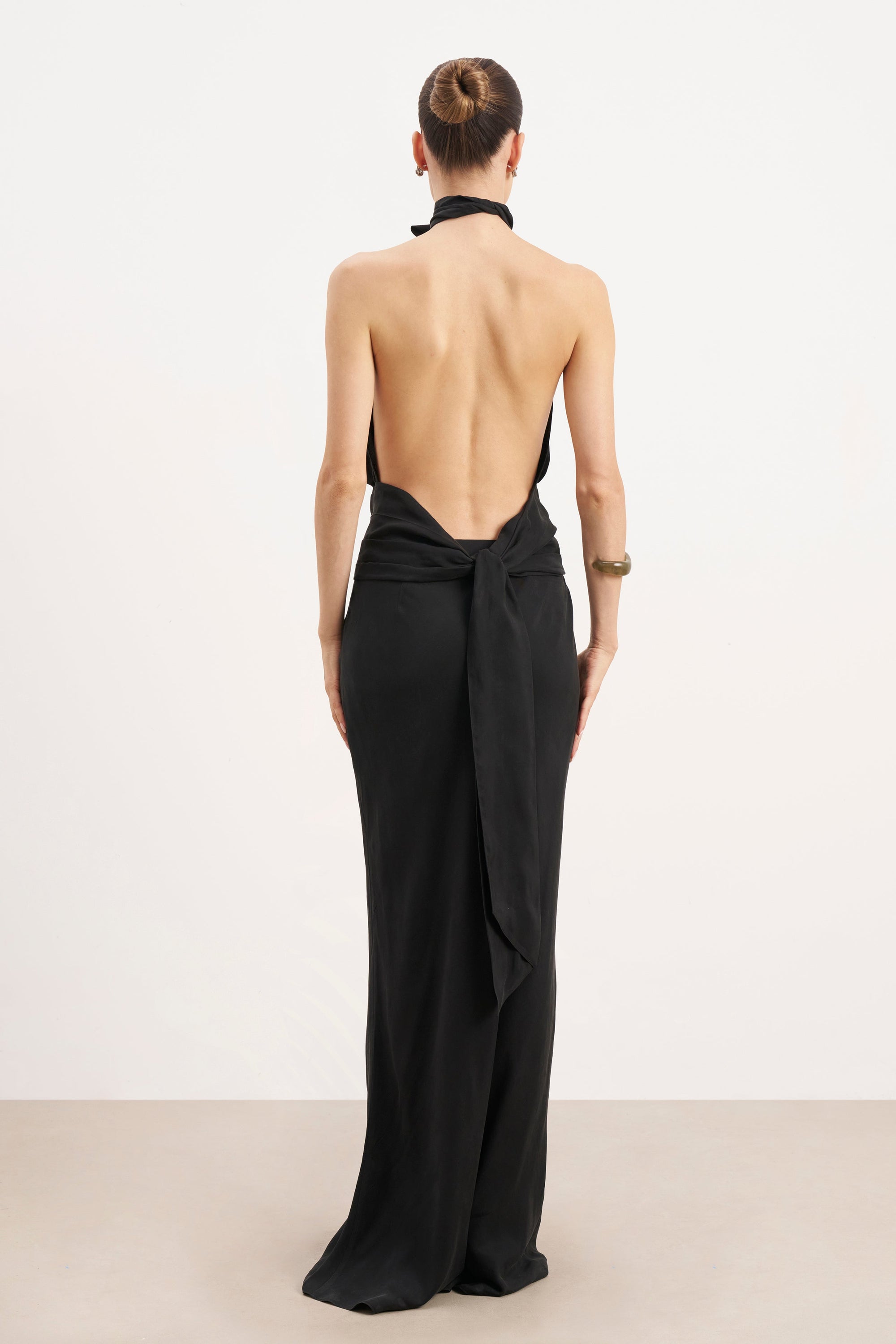 Cupro Bias Cut Maxi Skirt - Black