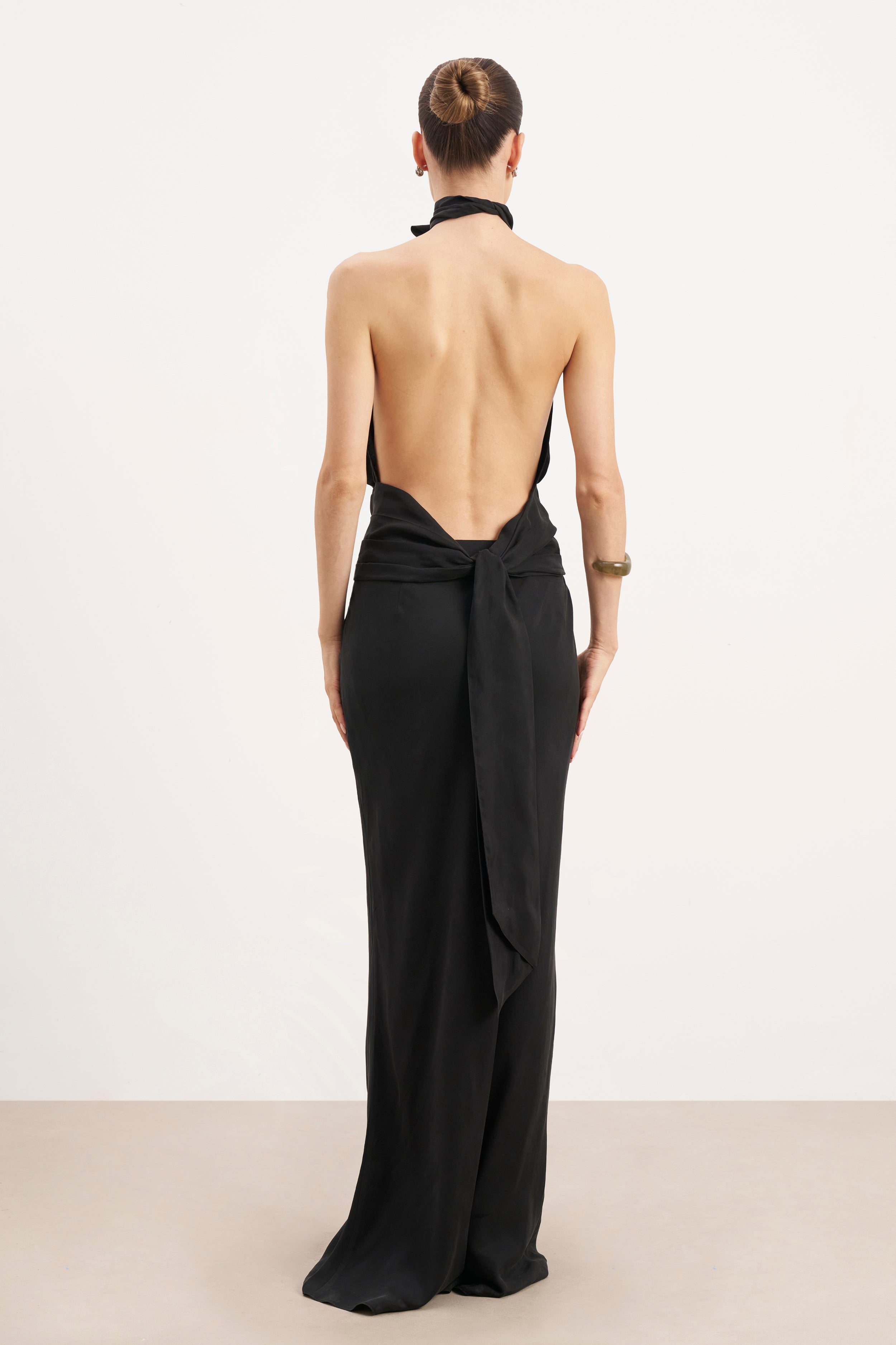 Cupro Bias Cut Maxi Skirt - Black
