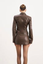 Clean Cut Leather Micro Skirt - Carob