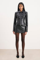 Clean Cut Leather Micro Skirt - Black