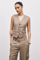 Straight Cut Waistcoat - Khaki