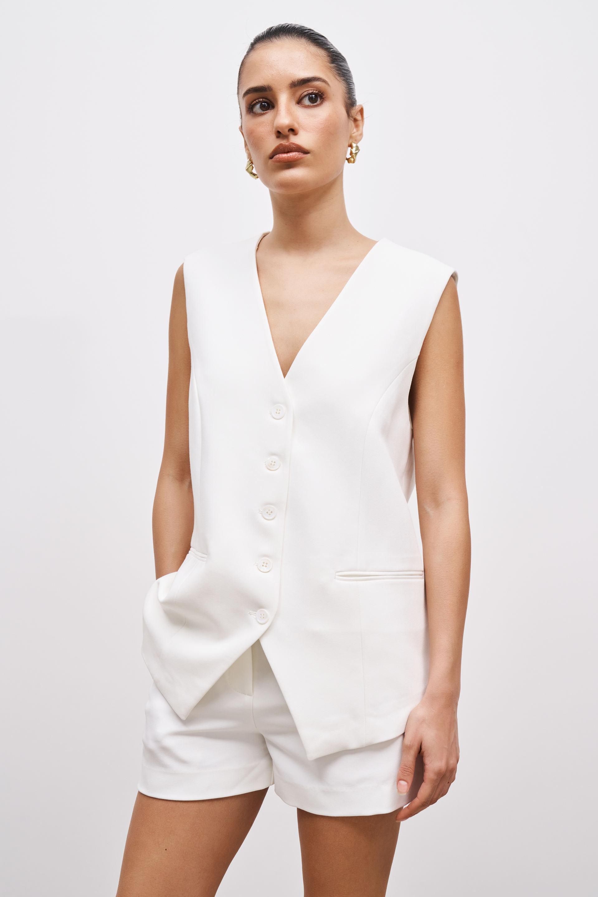 AMERI　WAIST SHAPE NO COLLAR COAT AmeriWAIST SHAPE NO COLLAR COAT
