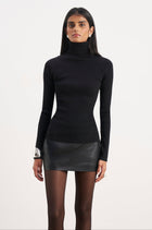 Clean Cut Leather Micro Skirt - Black