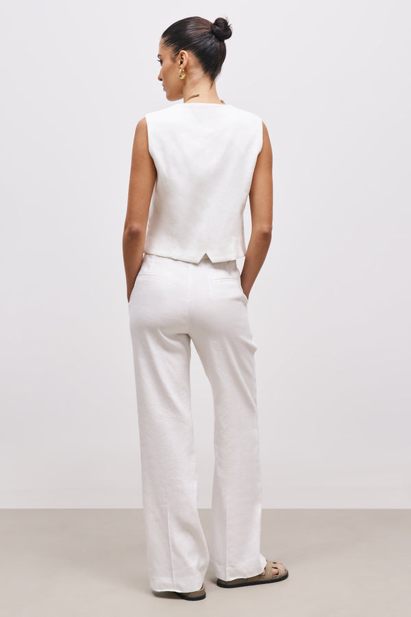 Tailored Linen Trousers - White