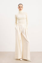 Ribbed Knit Turtleneck Jumper  - Cream