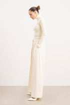 Ribbed Knit Turtleneck Jumper  - Cream