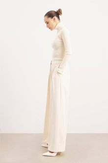 Ribbed Knit Turtleneck Jumper  - Cream