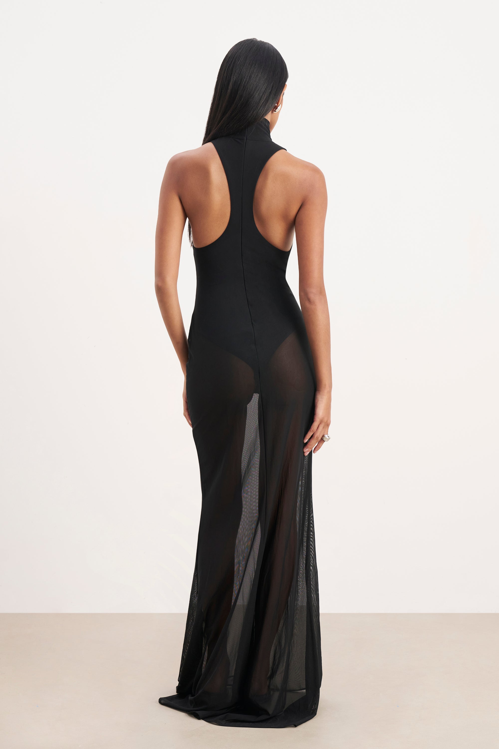 Sheer High Neck Racerback Gown - Black | BOA US Sheer High Neck Racerback Gown - Black | BOA US