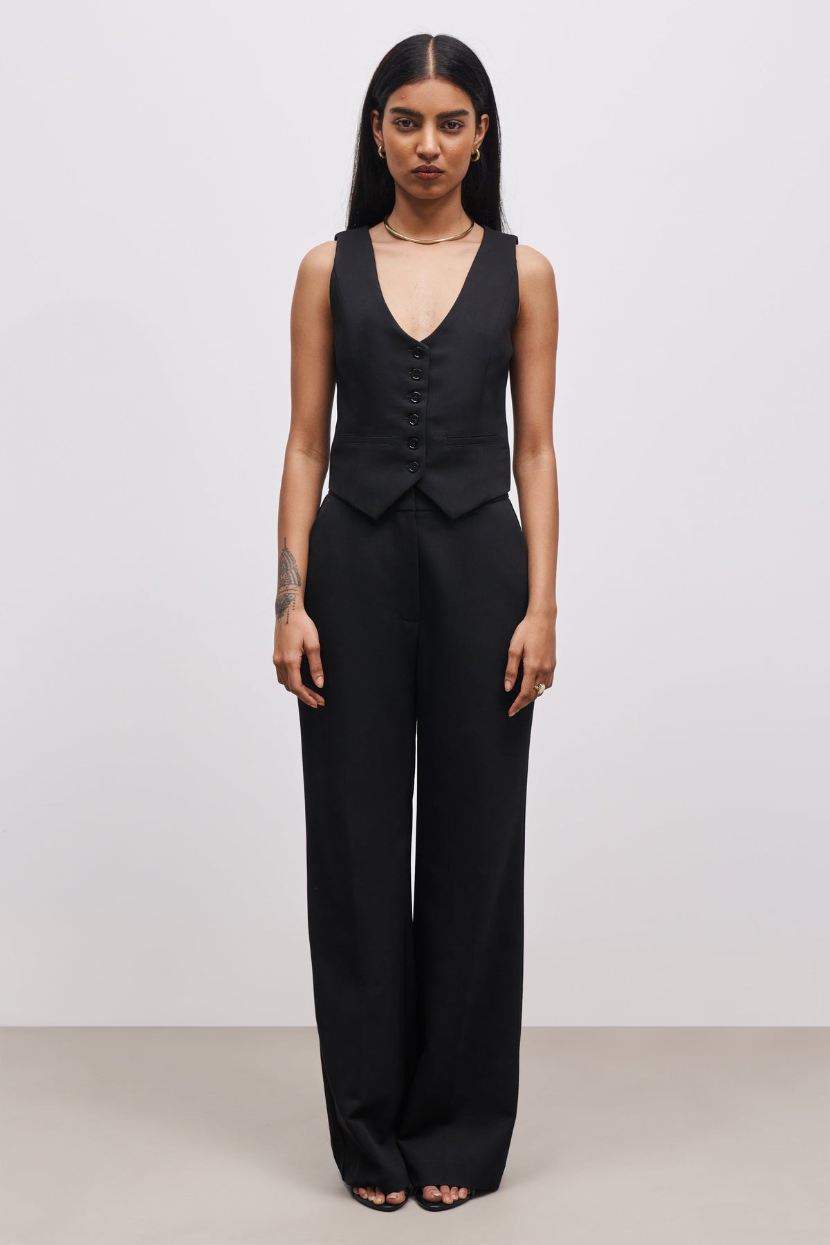 Formal Straight Leg Trousers - Black