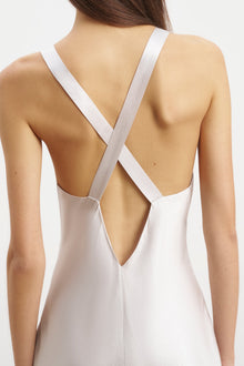 Crushed Satin Cross Back Gown - Chrome