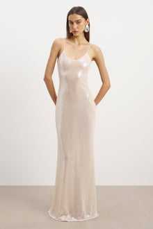nude satin maxi dress Nude Cowl Neck Satin Long Dress Size 10