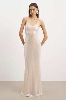 Sequin Camisole Maxi Dress - Nude