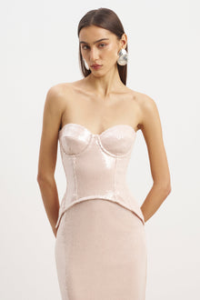 Sequin Corset Gown With Sweetheart Neckline - Blush