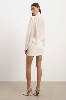 Sheer Chiffon Tie Neck Blouse - Cream