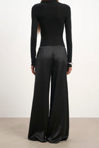 Formal Satin Ultra Wide Leg Trousers - Black