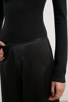Formal Satin Ultra Wide Leg Trousers - Black