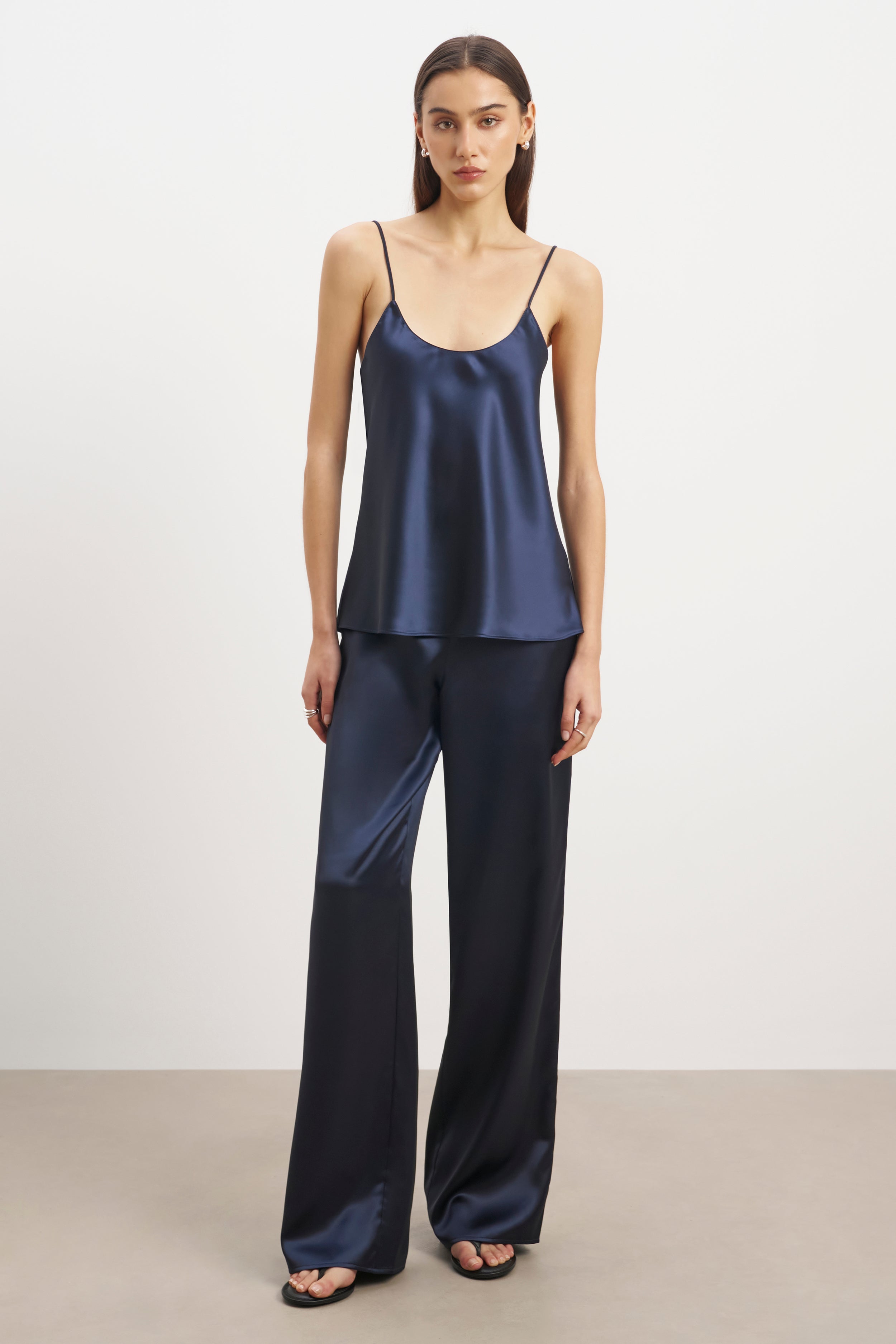 Satin Scoop Neck Camisole - Navy