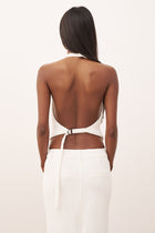 Backless Halter Waistcoat  - White