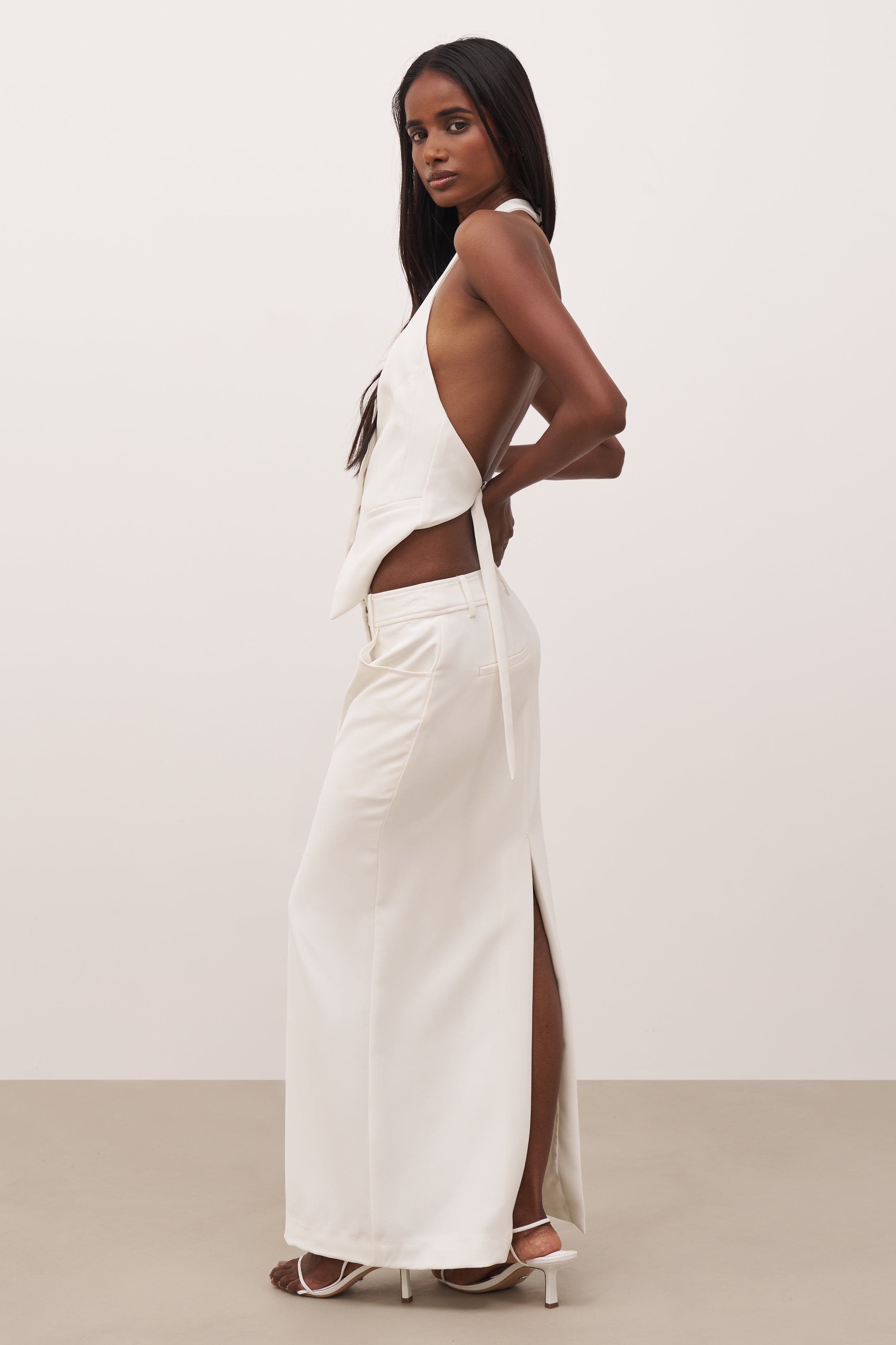 Mid Rise Effortless Maxi Skirt - White