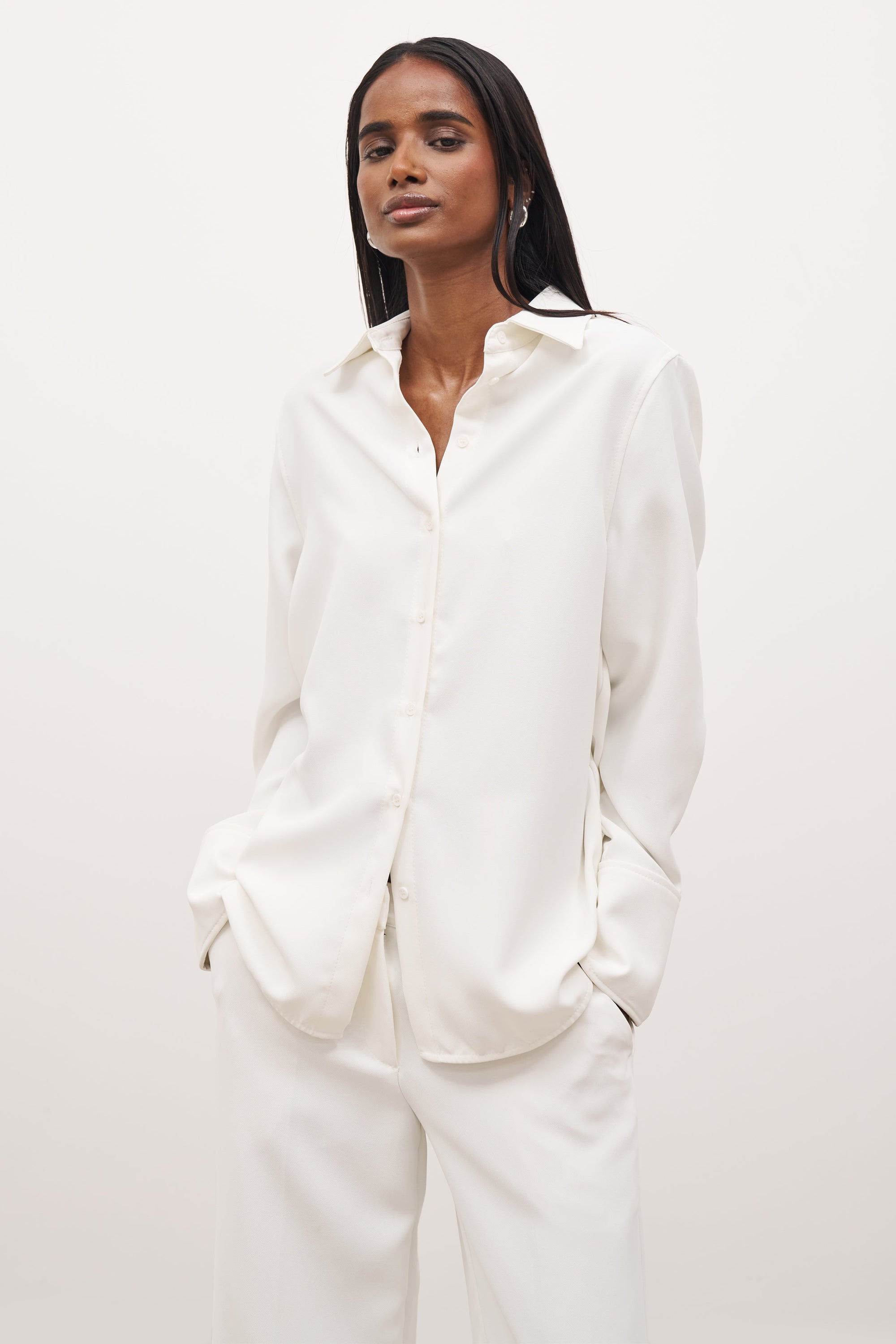 oversized dress shirt Effortless Oversized Shirt - White