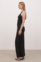 Satin Mid Rise Maxi Skirt - Black