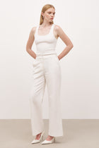 Formal Straight Leg Trousers - Cream