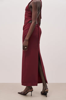 Mid Rise Effortless Maxi Skirt - Burgundy