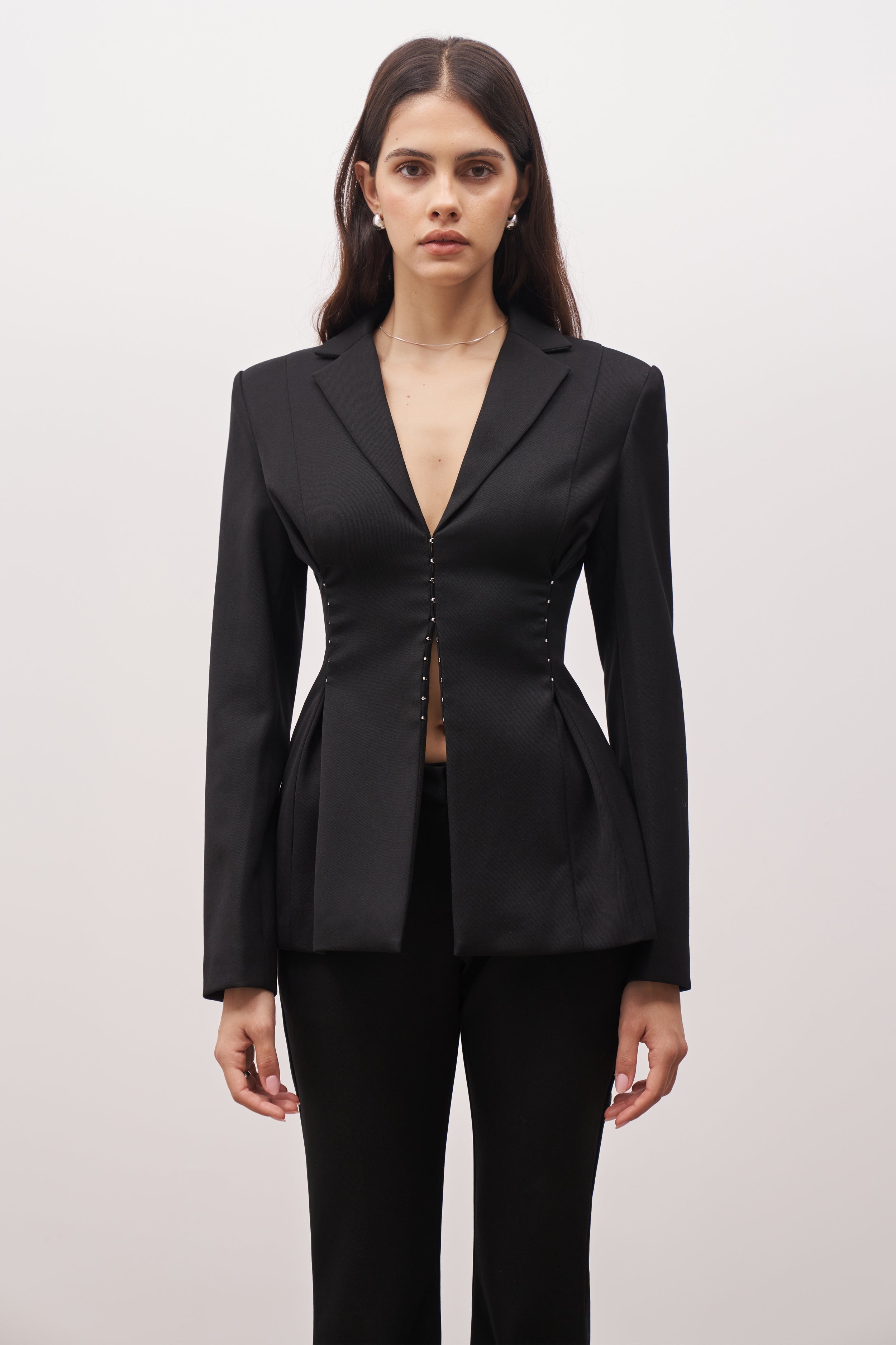 Hook & Eye Hourglass Blazer - Black