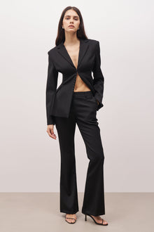 Mid Rise Flared Trousers - Black