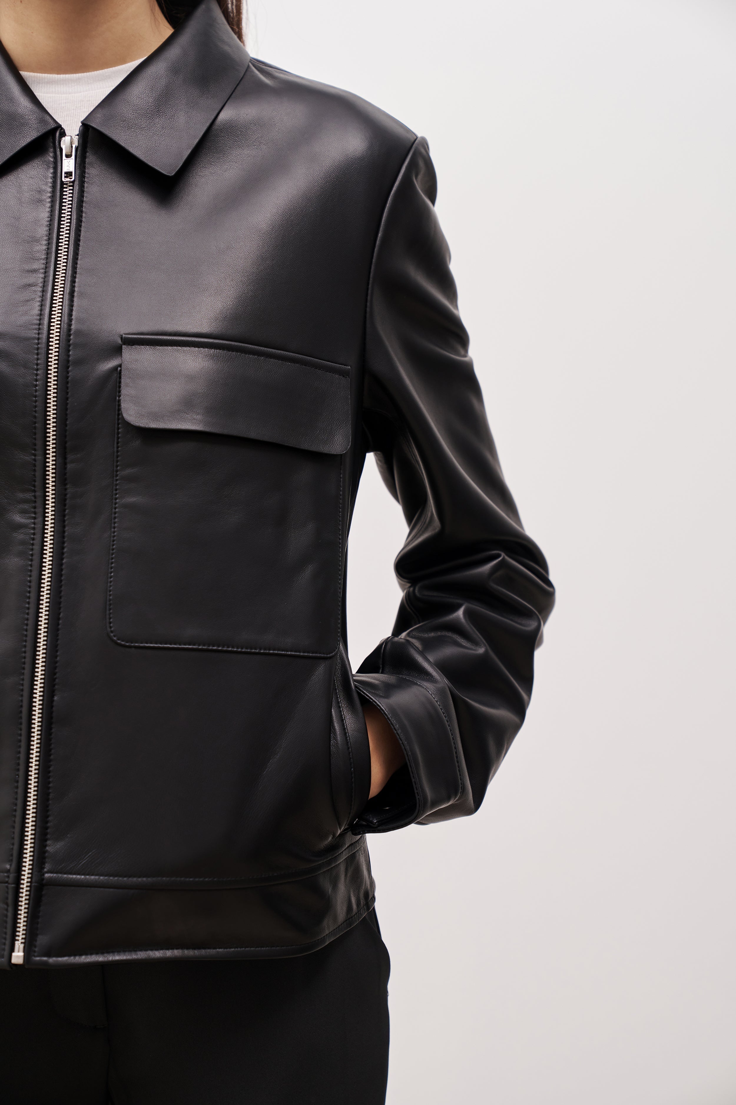 Masculine Real Leather Jacket - Black